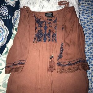 Cut Out Shoulder Boho Top